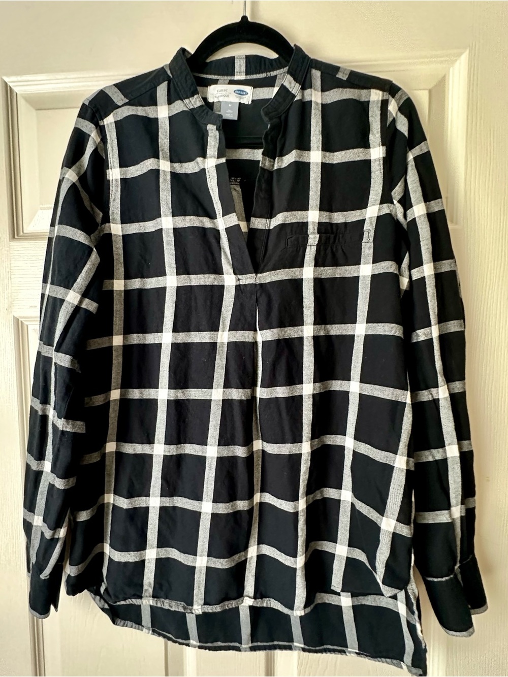 Women’s Black Windowpane Pullover Shirt Jacket